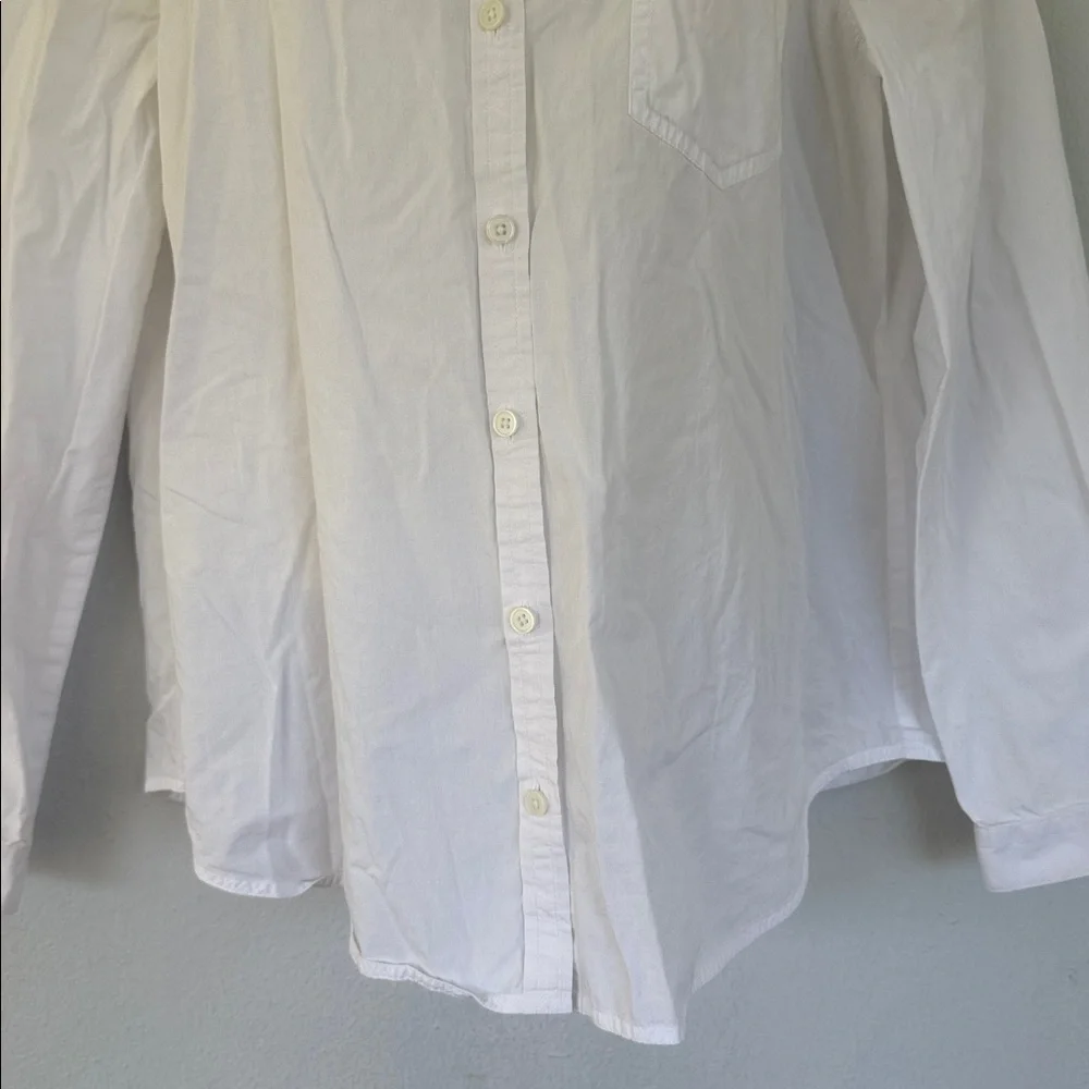 Ann Taylor LOFT white classic single pocket cotton button down dress shirt large